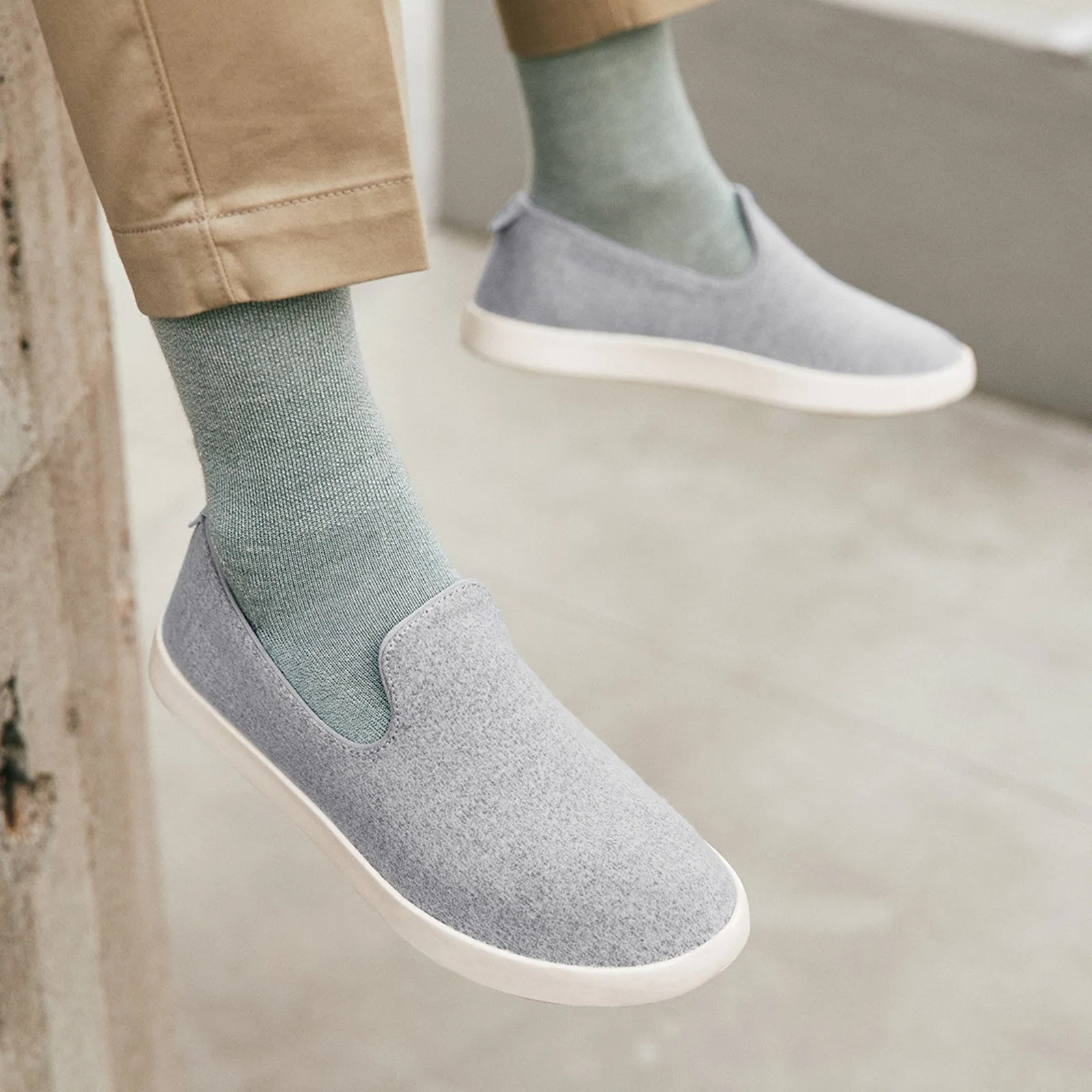 Men's Wool Loungers - Natural White (White Sole)