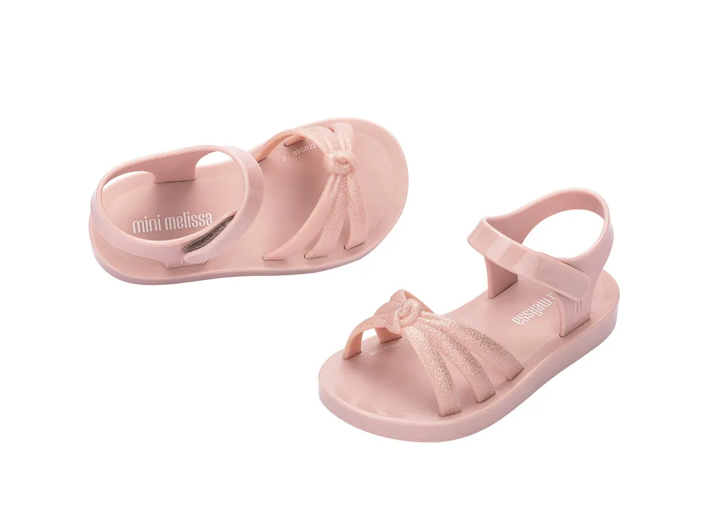 Mini Melissa Precious Glitter Pink Knot Baby Sandals