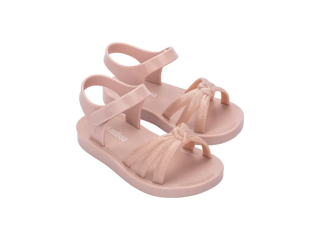 Mini Melissa Precious Glitter Pink Knot Baby Sandals