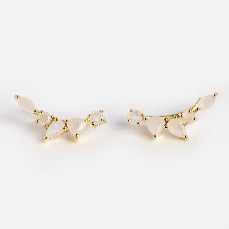 Mini Wing Moonstone Ear Climbers