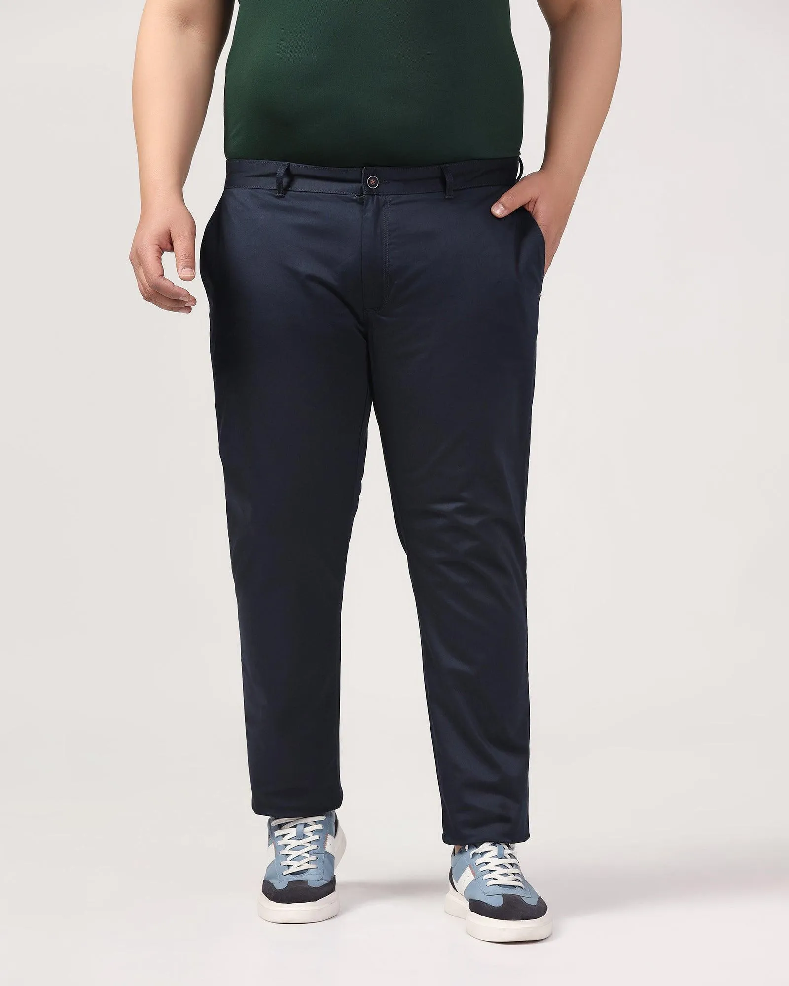 Must Haves Slim Comfort B-95 Casual Twilight Navy Solid Khakis - Kolt