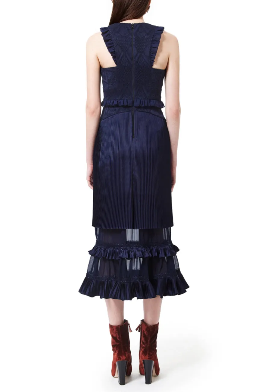 Navy Chance To Dance Ruffles Midi Dress (UK 8)