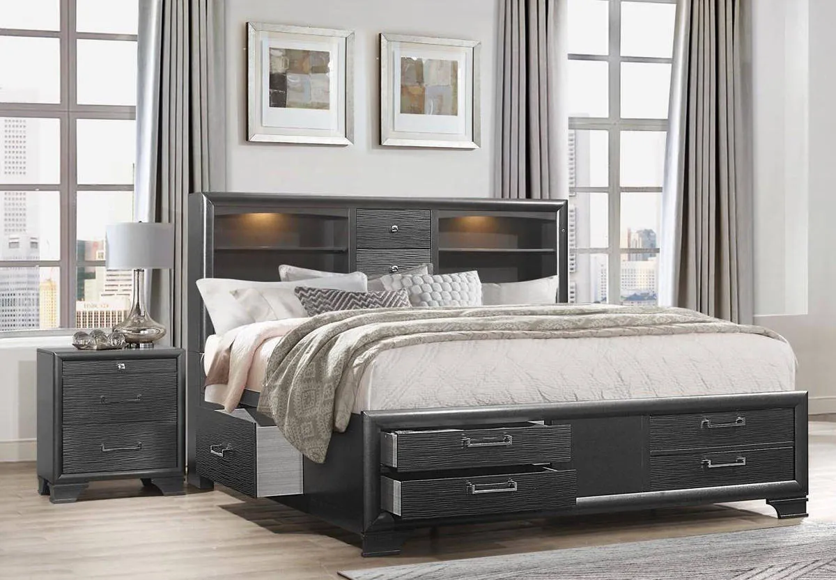 Nigave Dark Grey King Bed