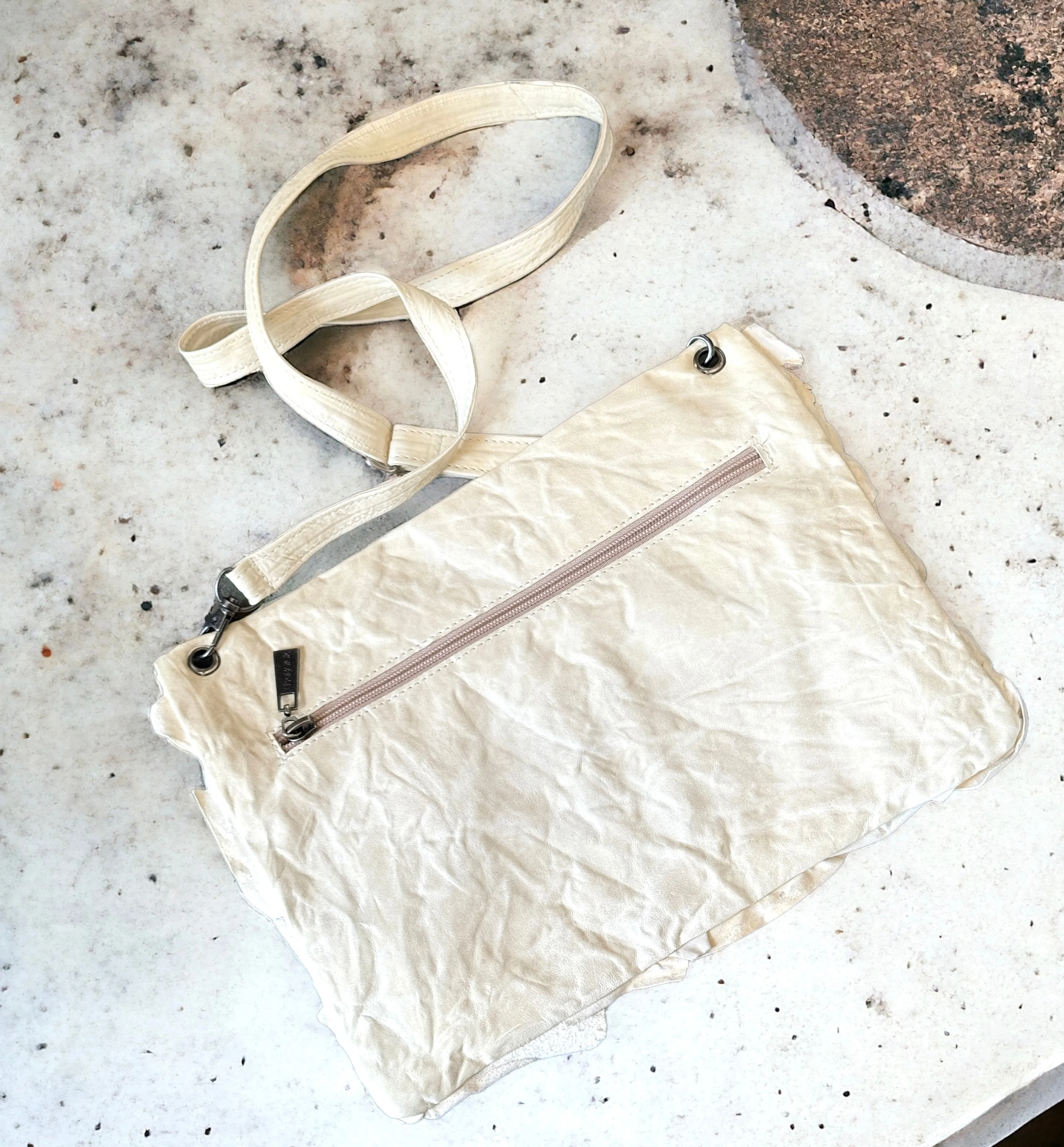 One-Of-A-Kind ORIGINAL LISA BERCK Simply Raw Garrett Crossbody - Leather Ivory