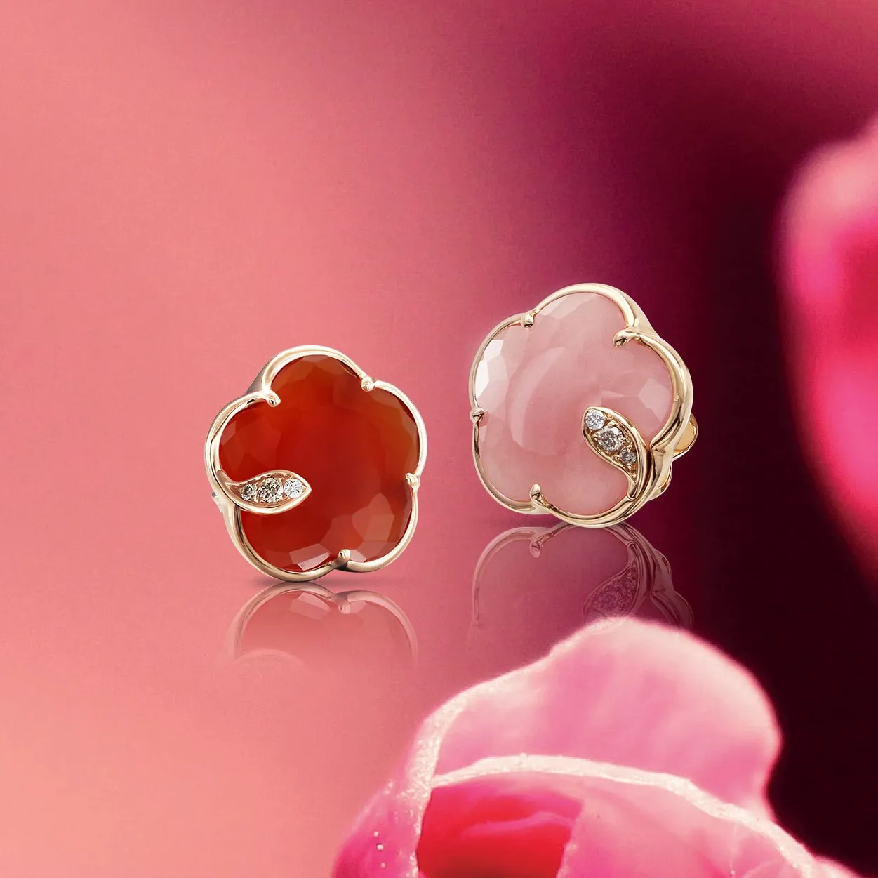 Pasquale Bruni - Petit Joli - Earrings, 18K Rose Gold, Red Carnelian and Diamonds