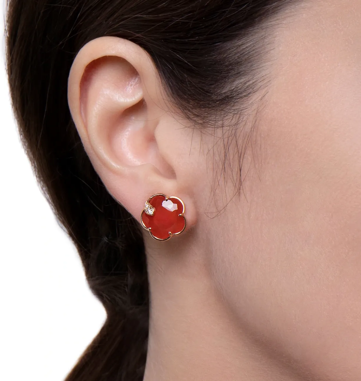 Pasquale Bruni - Petit Joli - Earrings, 18K Rose Gold, Red Carnelian and Diamonds