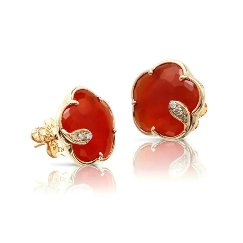 Pasquale Bruni - Petit Joli - Earrings, 18K Rose Gold, Red Carnelian and Diamonds