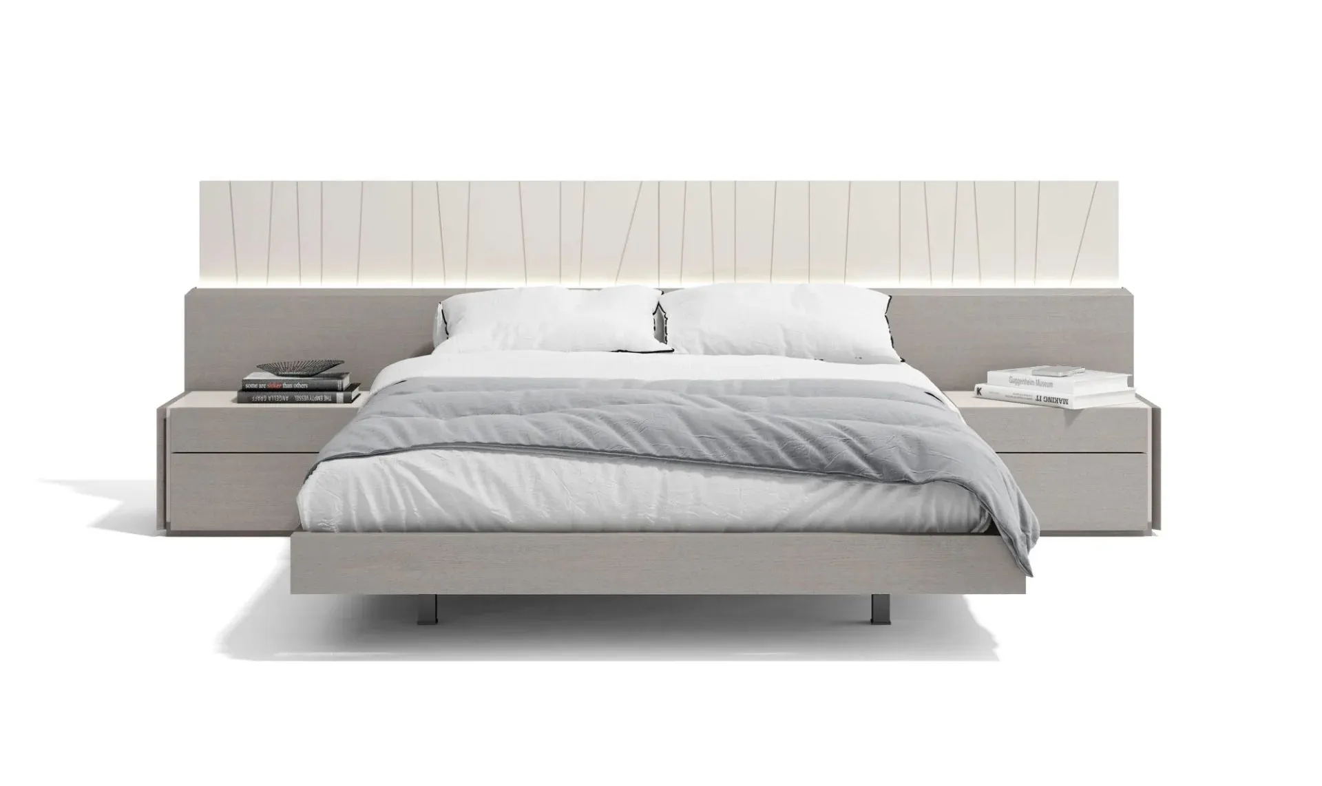 Porto Lacquer Platform Bedroom Set - Grey