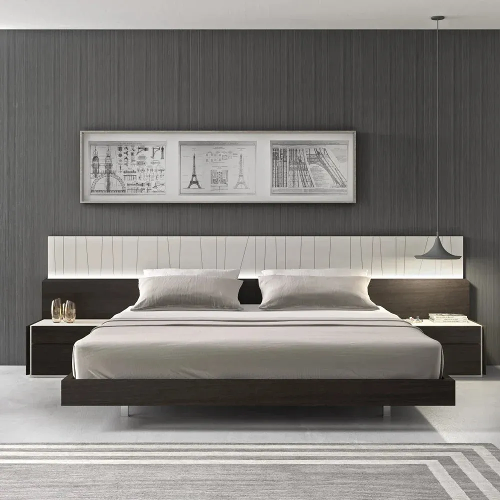 Porto Wenge Lacquer Platform Bed - Light Grey/Wenge