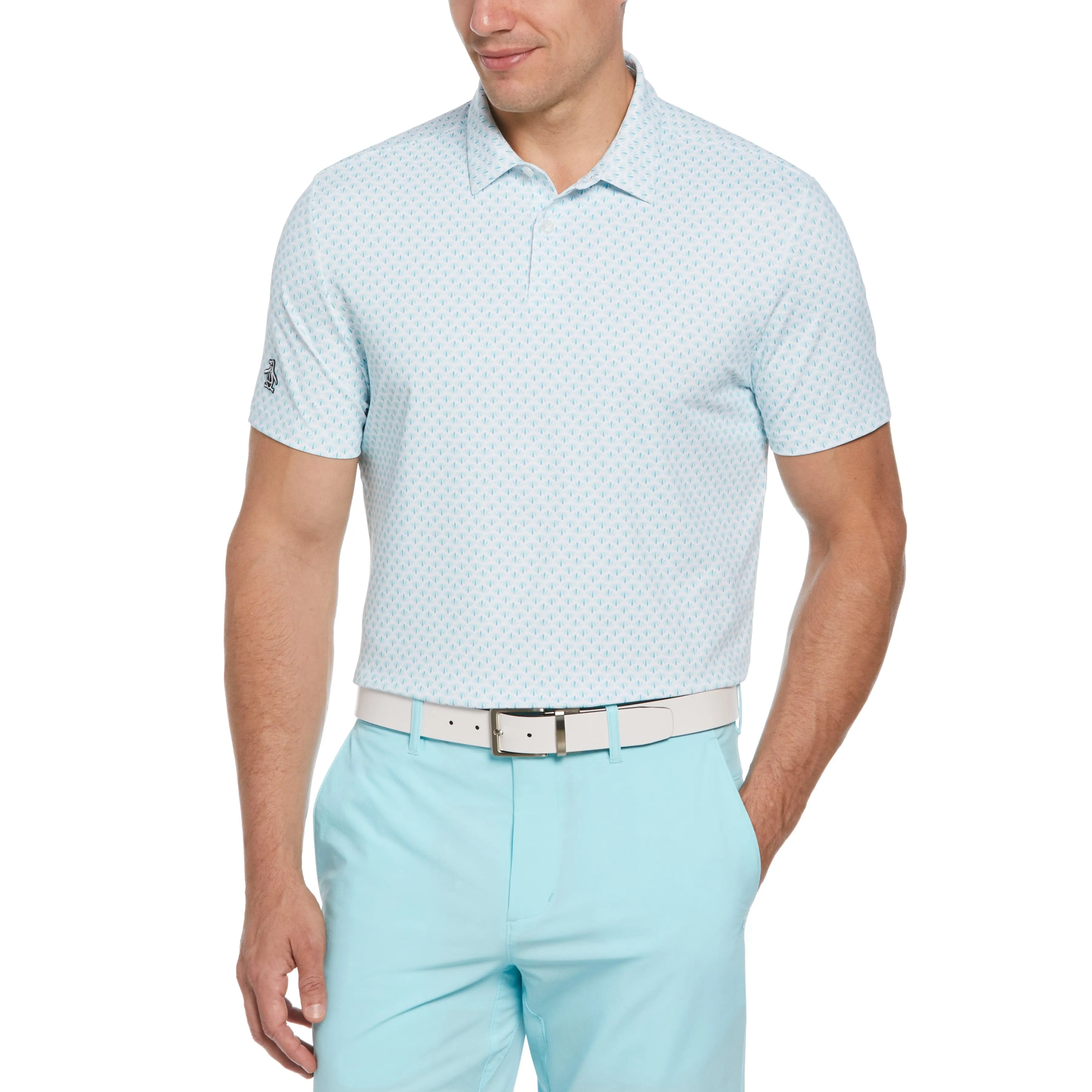 Retro Geo Print Golf Polo