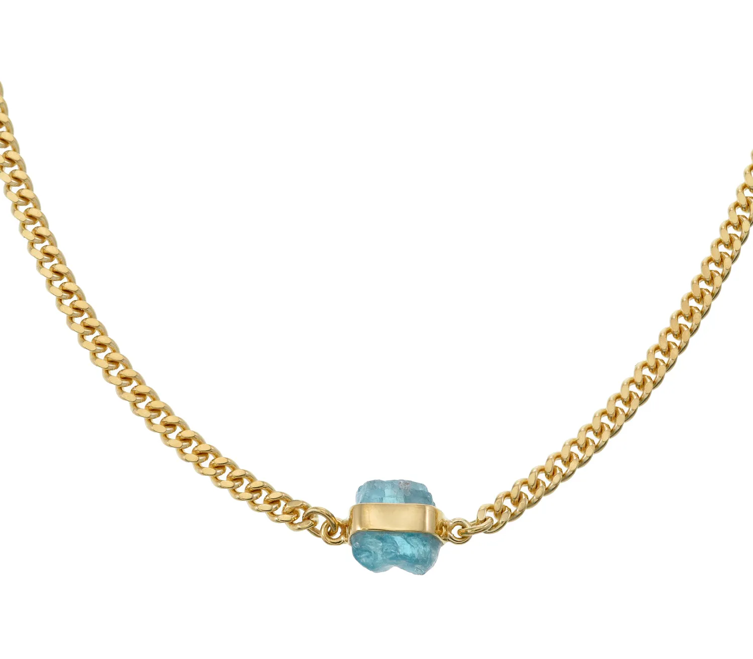 ROUGH GEM NECKLACE - APATITE - GOLD