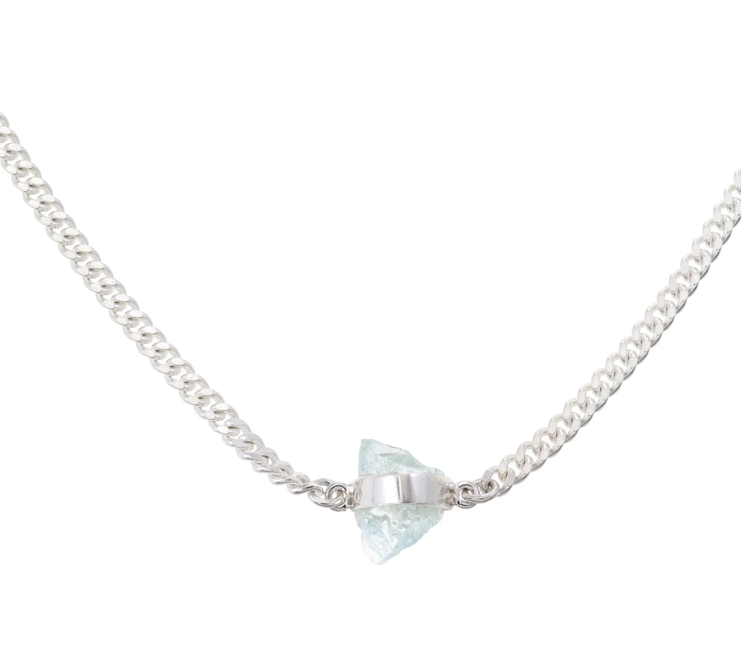 ROUGH GEM NECKLACE - AQUAMARINE - SILVER