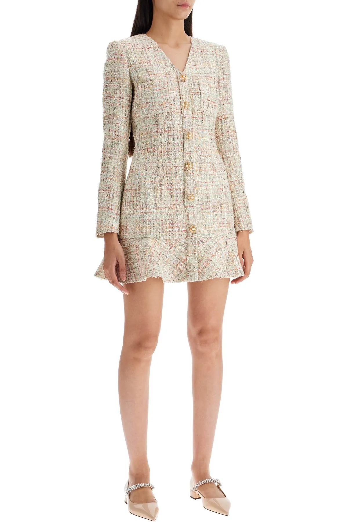 SELF PORTRAIT short multicolor tweed dress