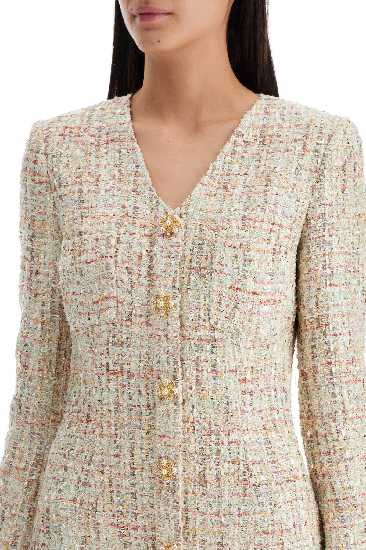 SELF PORTRAIT short multicolor tweed dress