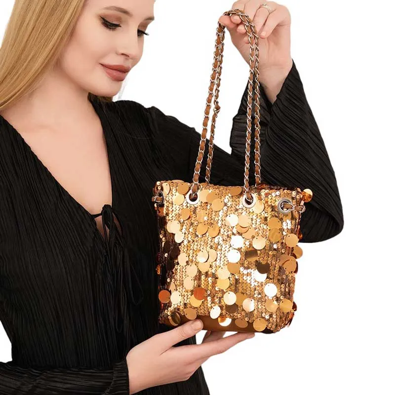 Sequin Embellished Bucket Bag