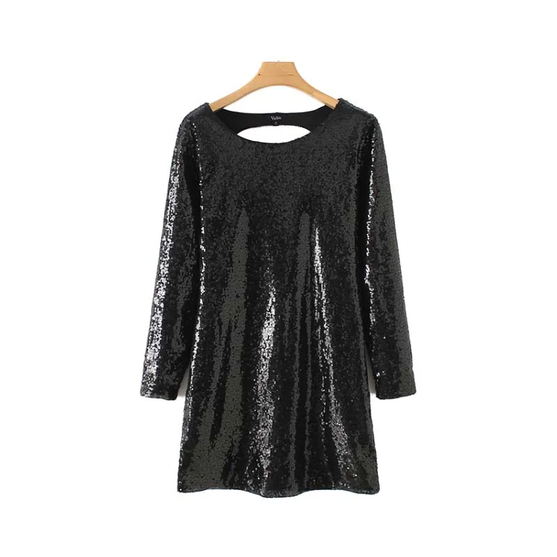 Sequined shiny cut out dress