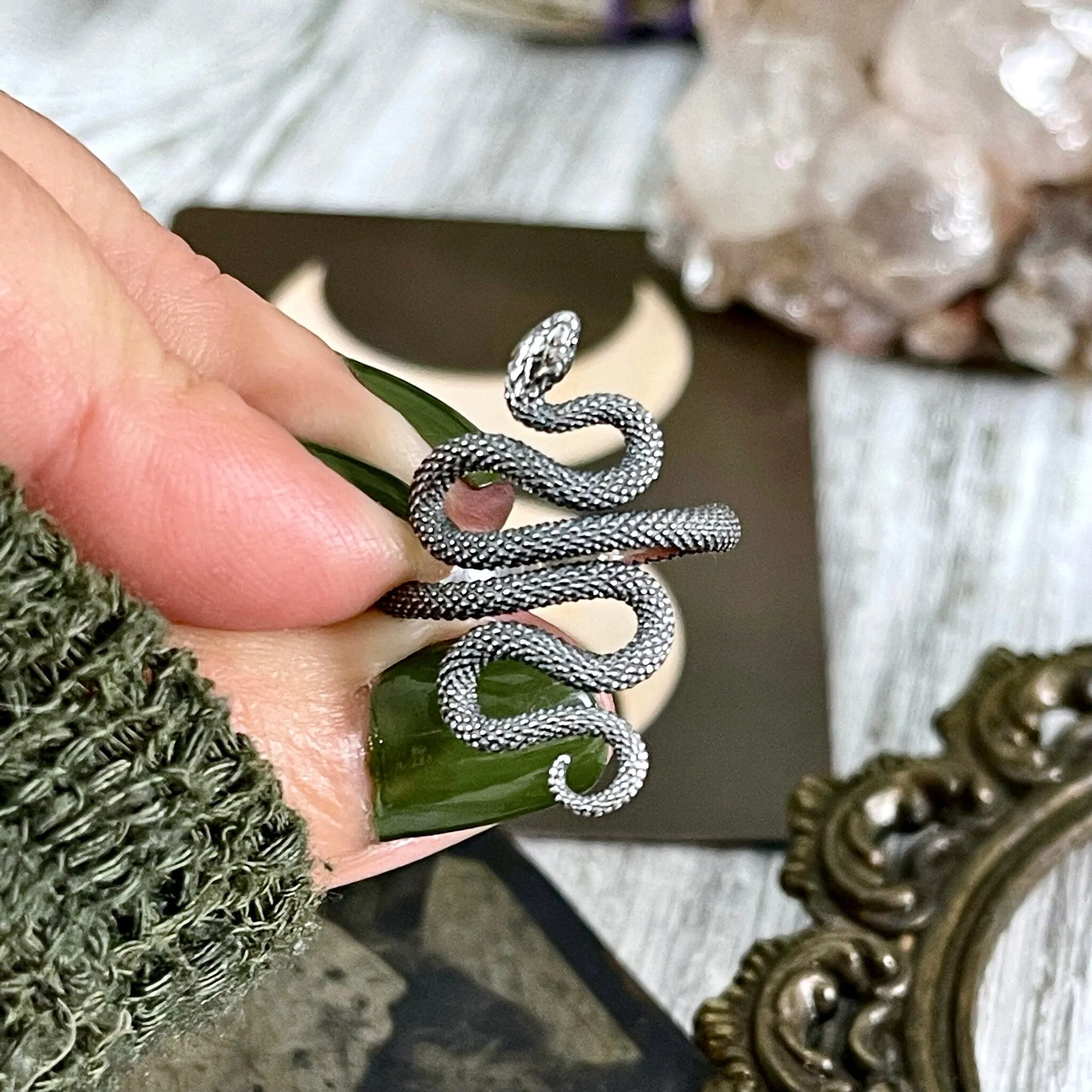 Snake Ring in Sterling Silver Adjustable / Tiny Talismans Collection