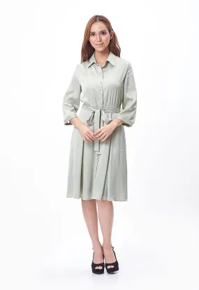 Soft Button-up Tie-Waist Dress