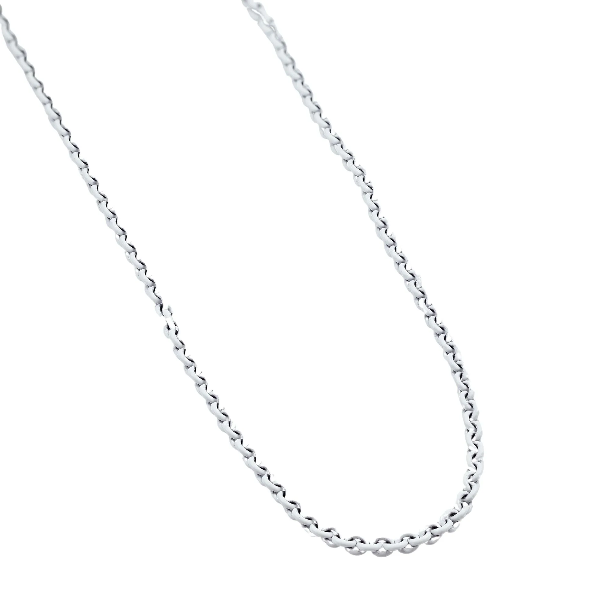 STERLING SILVER 22-INCH WHITE LACQUERED CABLE CHAIN NECKLACE