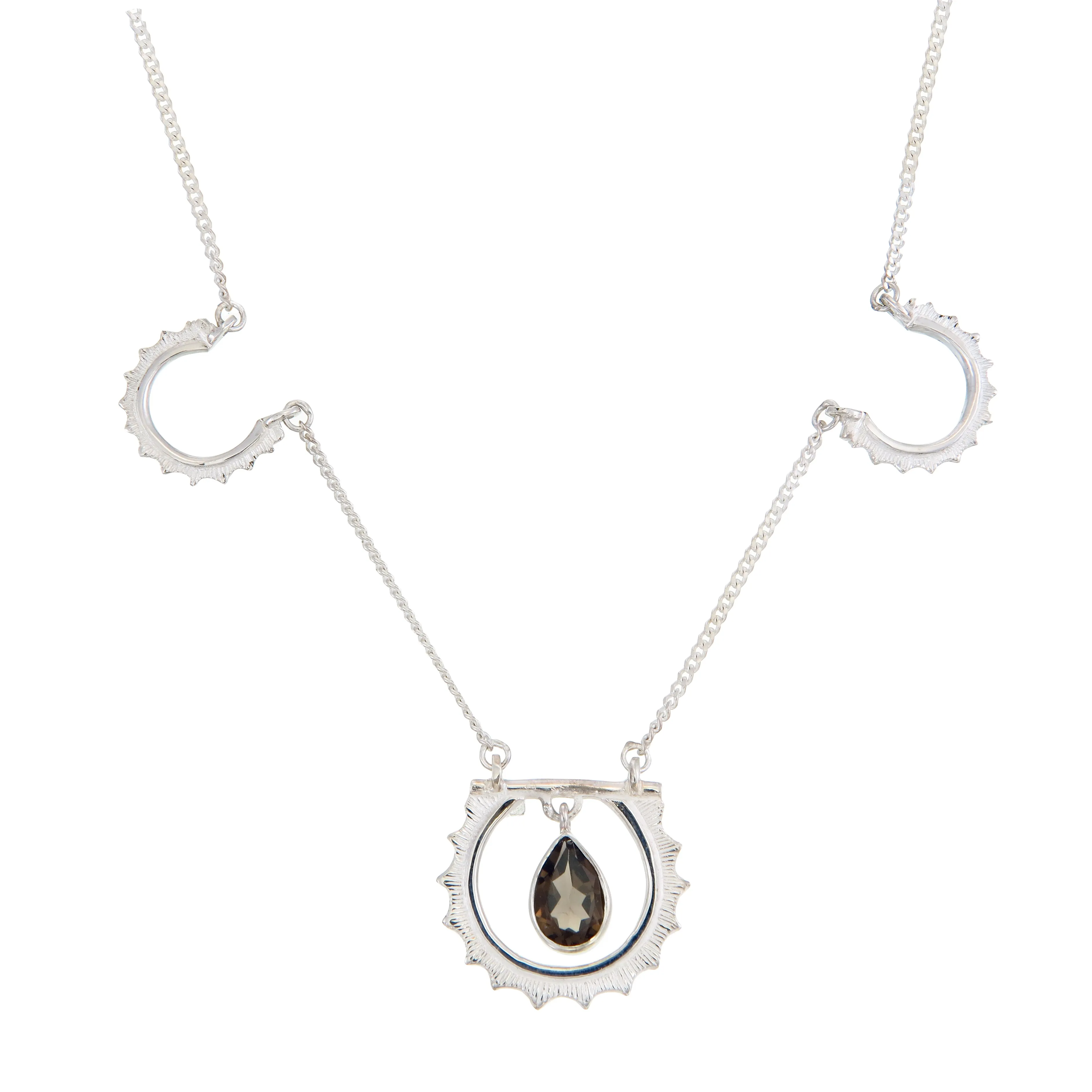 SUNRISE NECKLACE SMOKY QUARTZ - SILVER