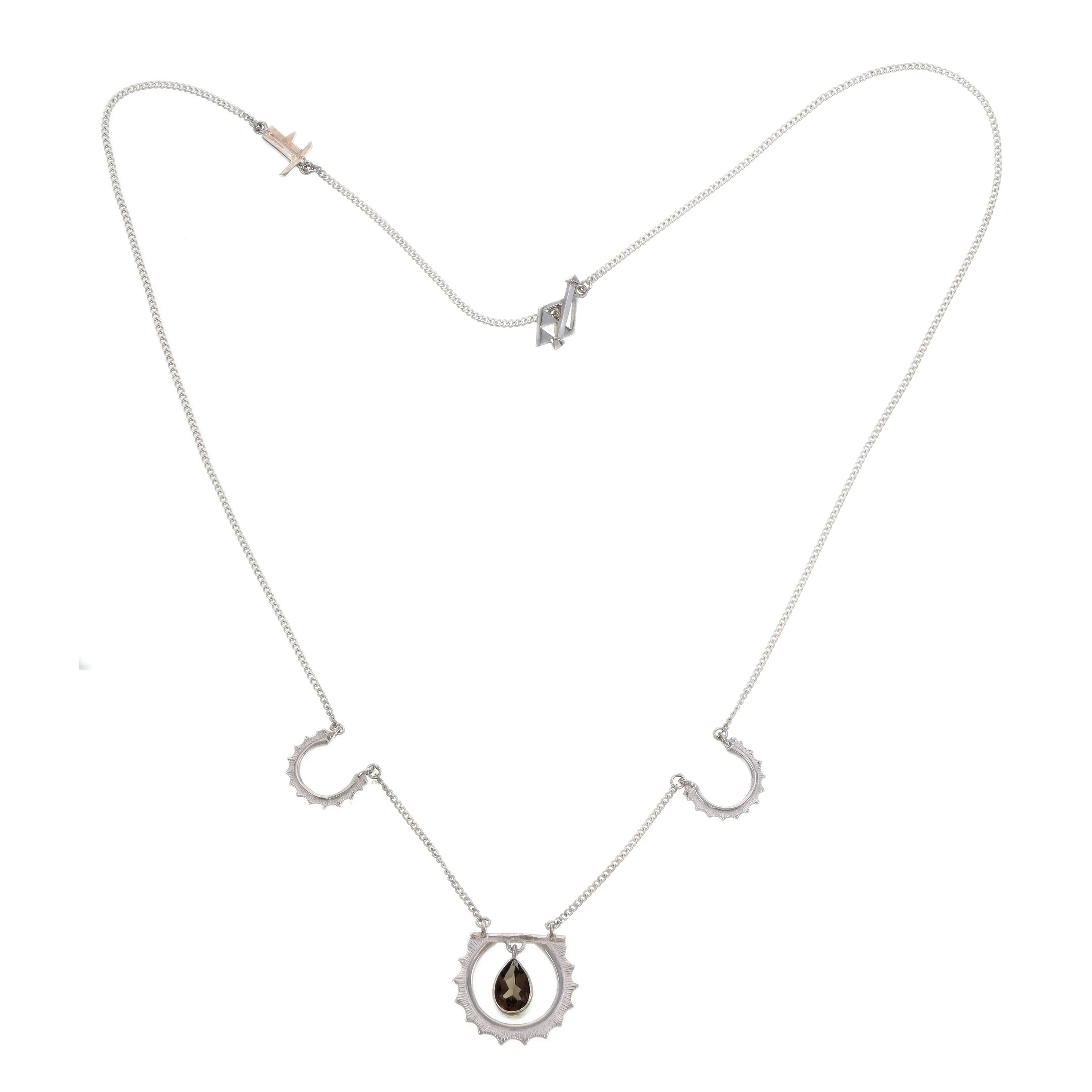 SUNRISE NECKLACE SMOKY QUARTZ - SILVER