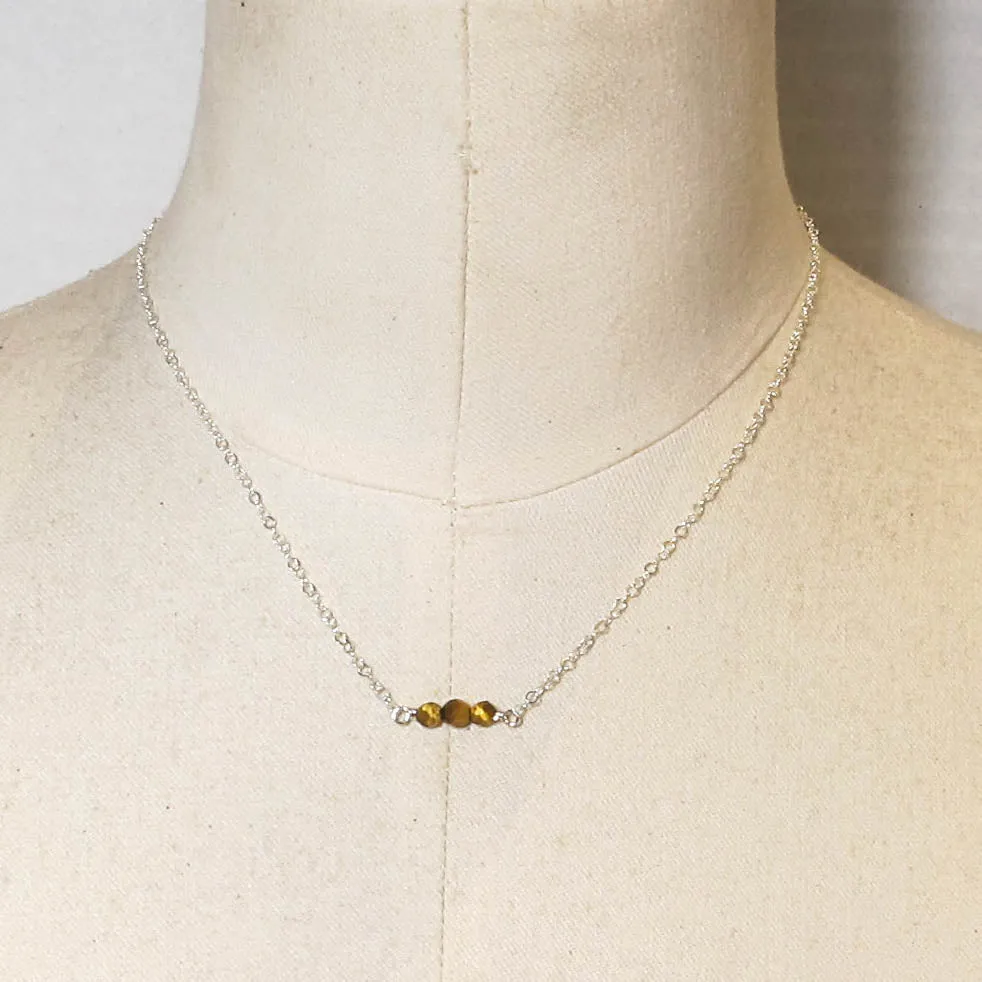 Tiger Eye Tiny Gemstone Necklace