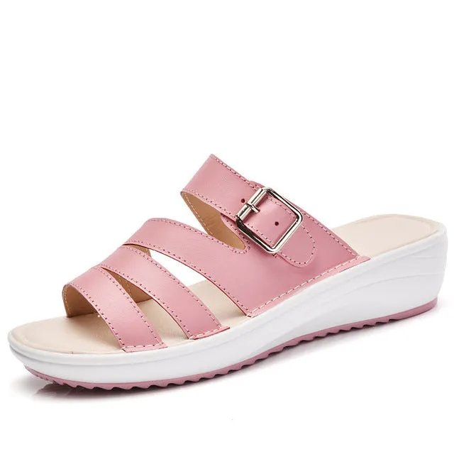 Women Slippers Fashion Flip Flops Women Shoes Wedges Slippers New Summer Women Sandals Comfortable Buckle Ladies Sandals