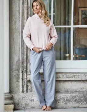 Women's Brushed Cotton Pyjama Trousers – Ash Grey Herringbone