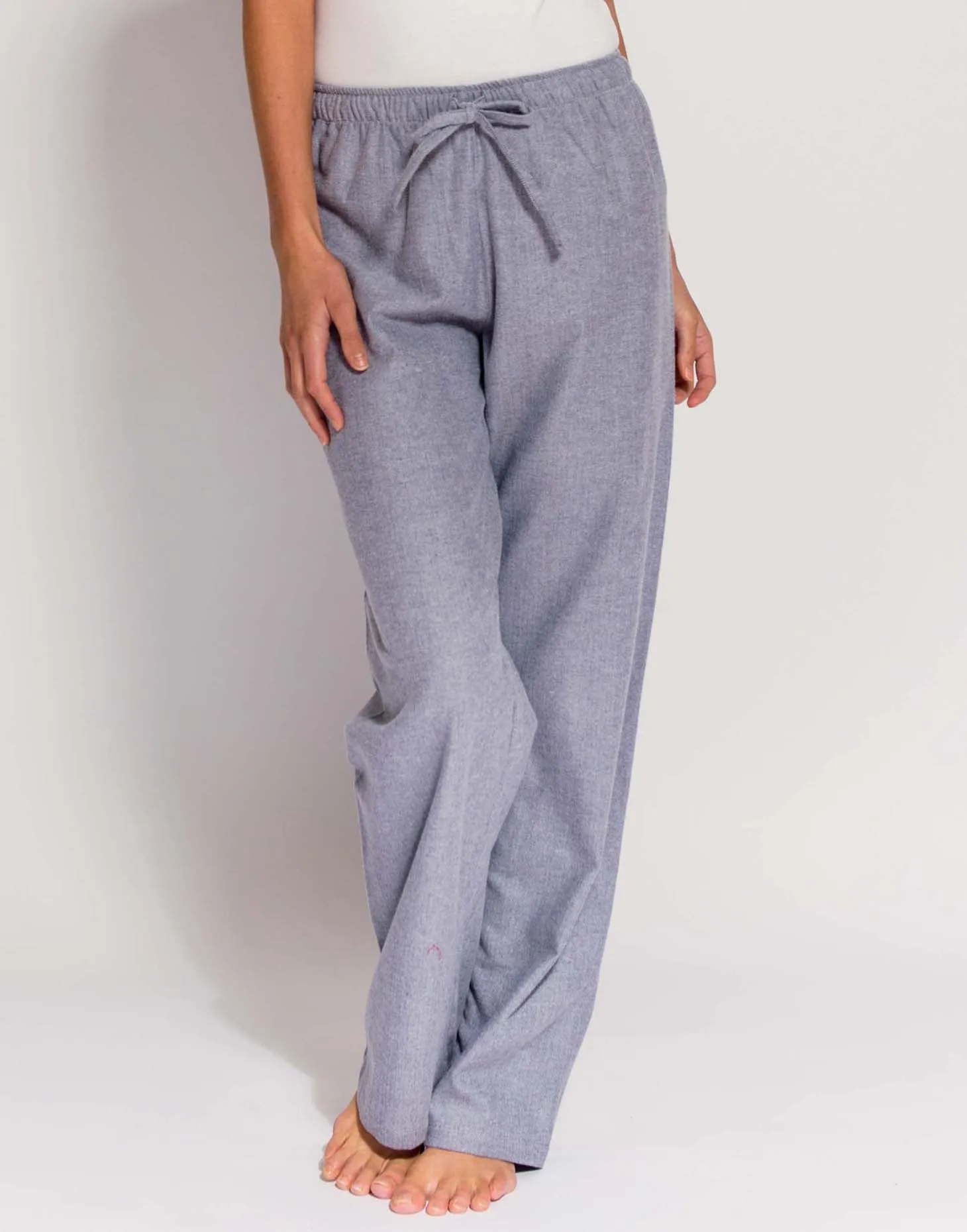 Women's Brushed Cotton Pyjama Trousers – Ash Grey Herringbone