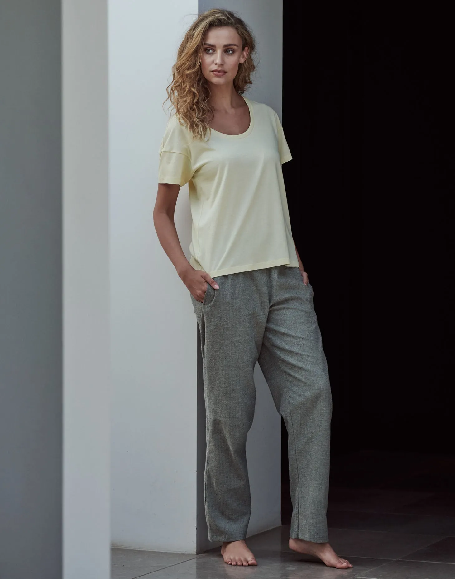 Women's Brushed Cotton Pyjama Trousers – Whitby Jet Herringbone